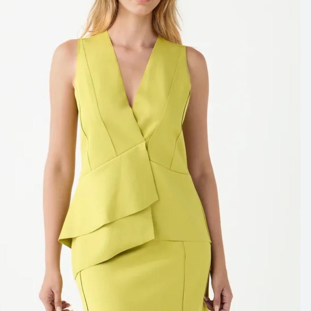Jimmy Key Lime Green Sleeveless Wrap-Style Peplum Top Size Large